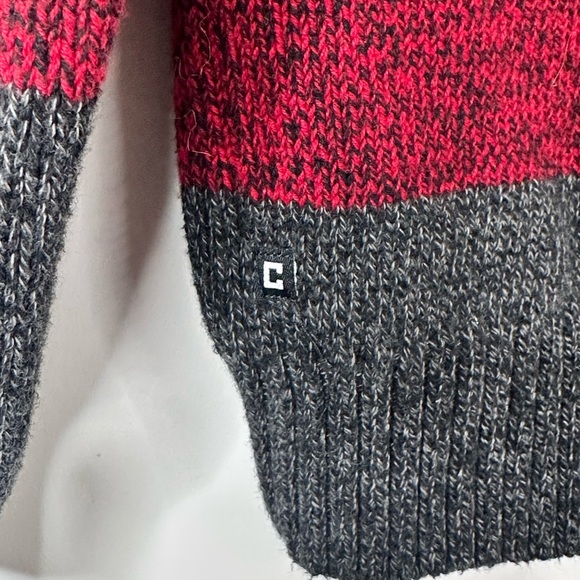Chaps Sweater Mens Med Red & Gray Pullover Henley Mock Neck - Picture 9 of 15
